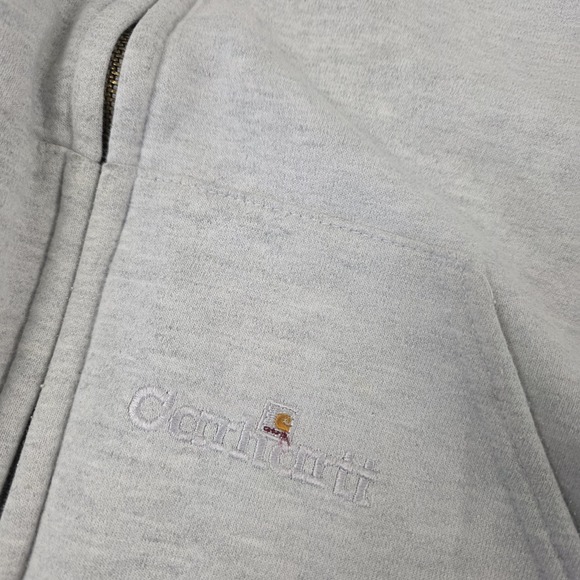 Carhartt Hoodie Mens XLT Gray Full Zip Thermal Lined Fleece Sweatshirt K129 - Picture 10 of 16